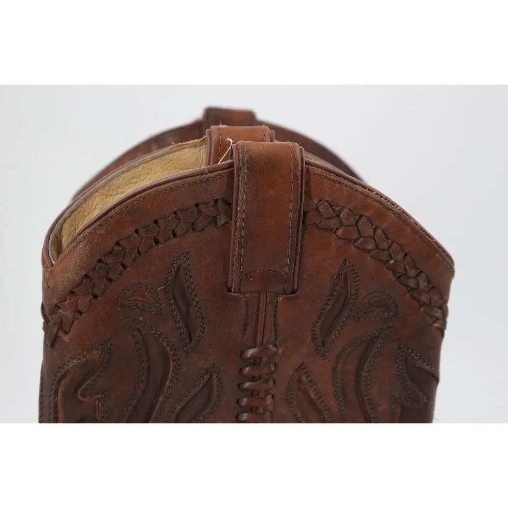 Frye Wyatt Overlay Cowboy Boots Womens 8B Brown Distressed Leather Western Moto